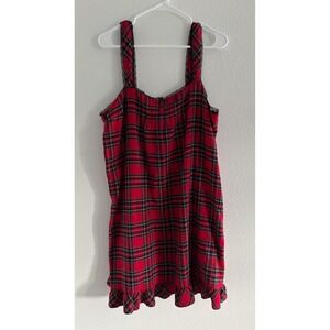 Lauren Ralph Lauren Red Tartan Plaid Women Large Flannel Dress Nightgown Festive